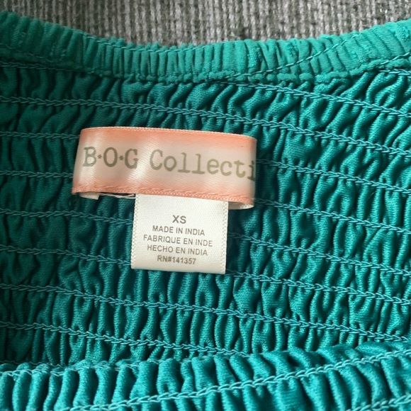 BOG Collective Green Textured Puff Sleeve Blouse Extra Small - Picture 6 of 9